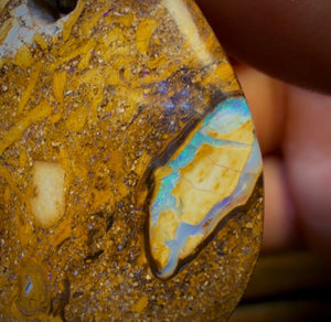 35 x 27mm - Drilled Boulder Opal Pendant w/ Eco Friendly Vegan Cord Bargain