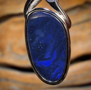Sterling Silver - Deep Blue Queensland Boulder Opal Doublet Pendant