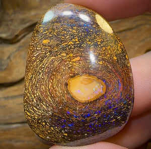 128.7cts - Yowah Nut Opal. Tribal Framed Crystal Centre Amazing Pattern - Opal Whisperers