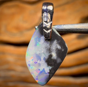 Sterling Silver - South Australian Solid Semi Black Opal Pendant