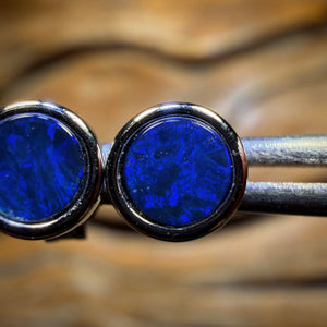 Wild Card! Sterling Silver - Australian Boulder Opal Doublet Stud Earrings