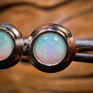 Sterling Silver - South Australian Solid Crystal Opal Stud Earrings