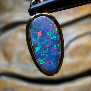 Sterling Silver Gold Plated - Queensland Boulder Opal Doublet Pendant