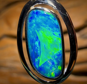 14k White Gold - Queensland Boulder Opal Doublet Pendant