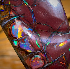 29.4cts - Top Tribal Australian Boulder Opal from Yowah. Red Multicolours!