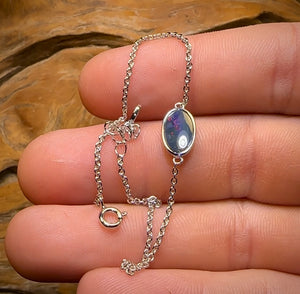 Sterling Silver - Australian Boulder Doublet Opal Bracelet