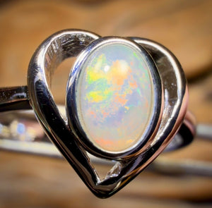 Bague en argent sterling avec opale de cristal d'Australie du Sud