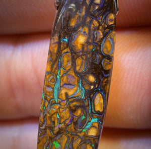 Sterling Silver - Solid Tribal Boulder Opal Pendant UNISEX