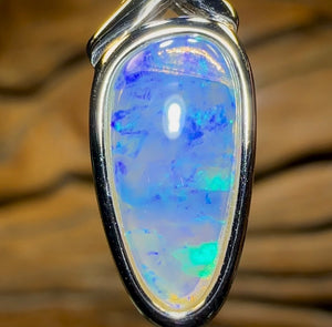 Sterling Silver - Solid South Australian Crystal Opal Pendant - Opal Whisperers