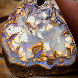 29 x 25mm - Drilled Queensland Boulder Opal Kernel Necklace