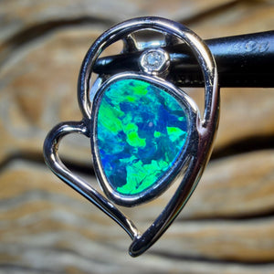 14k White Gold - Queensland Boulder Opal Doublet Pendant