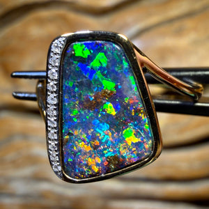 18k Gold - NEW Isaac Design Solid Queensland Boulder Opal Ring