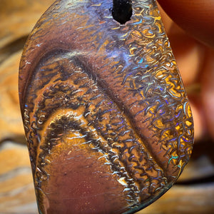 Bargain Card! 30 x 21mm - Drilled Tribal Queensland Boulder Opal Necklace