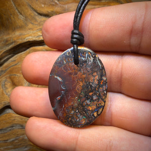 34 x 25mm - Drilled Tribal Queensland Boulder Opal Necklace