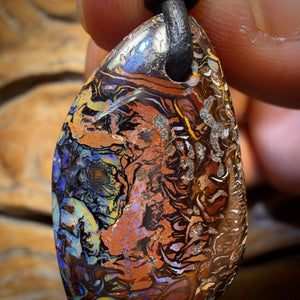 35 x 20mm - Great Pattern Drilled Tribal Queensland Boulder Opal Necklace