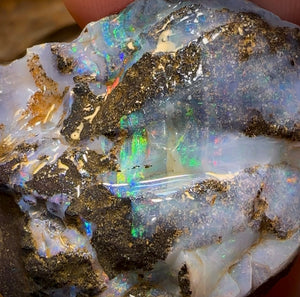 104.1cts - “Carvers Delight”Australian Boulder Opal Rough Preform. Natural Split - Opal Whisperers
