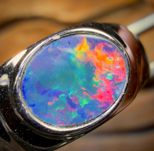 Sterling Silver - Queensland Boulder Opal Doublet Ring UNISEX