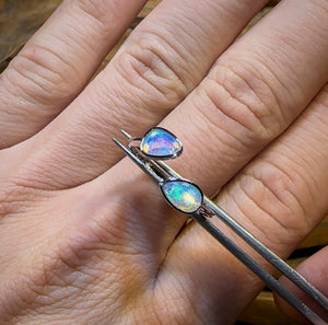 14k White Gold - Solid South Australian Crystal Opal Ring - Opal Whisperers