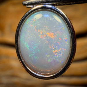 Sterling Silver - Large Solid South Australian Crystal Opal Pendant