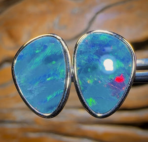 Sterling Silver - Australian Boulder Opal Doublet Stud Earrings
