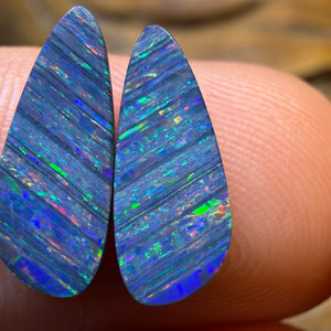 2.6cts - “Feathers” Australian Boulder Opal Doublet Pair