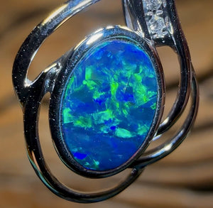 14k White Gold - Queensland Boulder Opal Doublet Pendant - Opal Whisperers