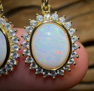 Sterling Silver - South Australian White Opal Hook Earrings - Opal Whisperers