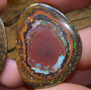 121.3cts - Owl Eyes Tribal Australian Boulder Opal Pair - Opal Whisperers