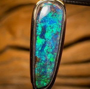 14k Gold - Solid Queensland Boulder Opal Pendant