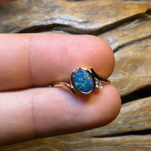 14k Gold - NEW Isaac Design Queensland Boulder Opal Doublet And Diamond Ring