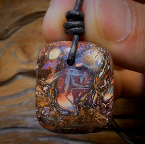 26 x 22mm - Drilled Tribal Queensland Boulder Opal Necklace