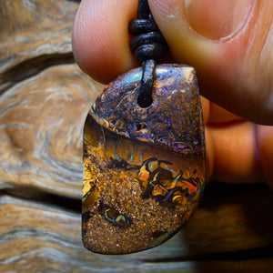 30 x 20mm - Drilled Tribal Queensland Boulder Opal Necklace