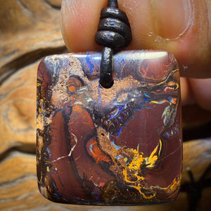30 x 27mm - Drilled Tribal Queensland Boulder Opal Necklace