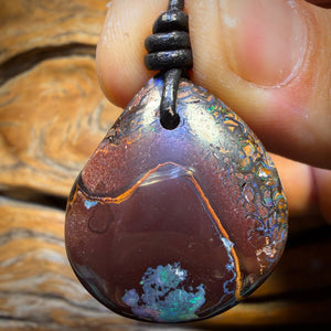 30 x 27mm - Drilled Tribal Queensland Boulder Opal Necklace