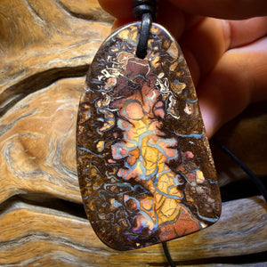 Dad 51 x 33mm - Drilled Tribal Queensland Boulder Opal Necklace