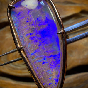 14k Rose Gold - Solid Top Queensland Boulder Pipe Opal Ring