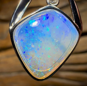 Sterling Silver - Solid South Australian Crystal Opal Pendant. Great Price - Opal Whisperers