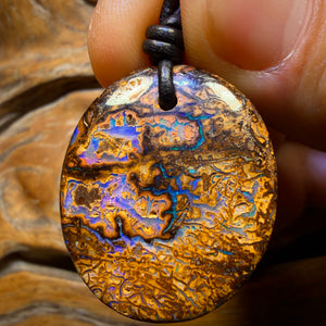 31 x 26mm - Drilled Tribal Queensland Boulder Opal Necklace