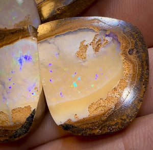 167.1cts - ‘Tiger Moth’ Yowah Nut Crystal Centre Opal Twin Pair - Opal Whisperers