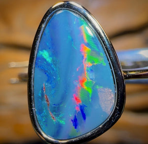 Sterling Silver - Queensland Boulder Opal Doublet Ring
