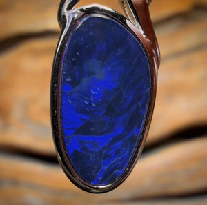 Sterling Silver - Deep Blue Queensland Boulder Opal Doublet Pendant