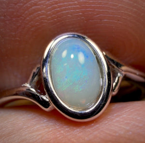 Bague en argent sterling avec opale de cristal d'Australie du Sud