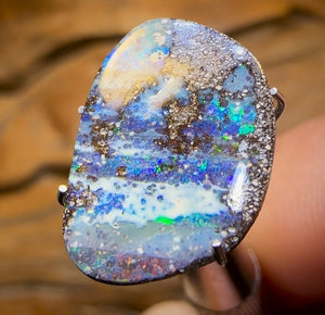 4.8cts - “Clouds over Water” Queensland Boulder Seam Opal Picture Stone - Opal Whisperers