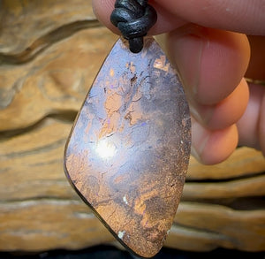 37 x 21mm - Drilled Boulder Opal Necklace. Reef Pattern - Opal Whisperers