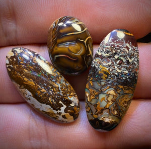 48 hour Vip Crazy Offer 49.3cts - 3x Australian Tribal Boulder Opal’s. Wholesale Dealers Parcel
