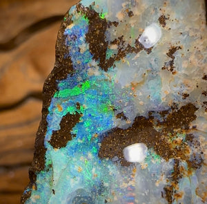 92.4cts - Large Australian Boulder Opal Rough Preform. Natural Split - Opal Whisperers