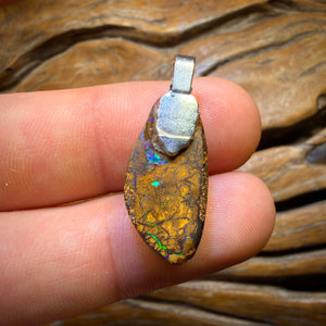 Roadshow Wildcard! Solid Tan Tribal Queensland Boulder Opal Pendant