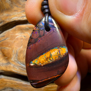 34 x 20mm - Drilled Tribal Queensland Boulder Opal Necklace
