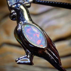 Sterling Silver - Solid South Australian Crystal Opal Pendants Red Multi. BULK LISTING
