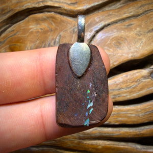Bargain Card! Solid Queensland Boulder Opal Pendant